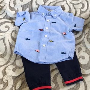 NWT Fish Button Down w/pants 🎉👶🏻